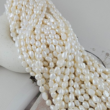 Нить 17 см Жемчуг натуральный 7.7-8.5 мм - толщина, барокко, белый АА (9894) купить в #REGION_P# | Заказать в интернет-магазине Viva Beads
