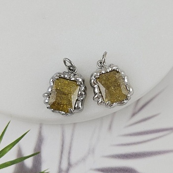 УЦЕНКА Подвеска 16.3х13.5 мм с кристаллом кракле, желто-зеленый, родиевое покрытие (6809-ЖЗР-УЦ)