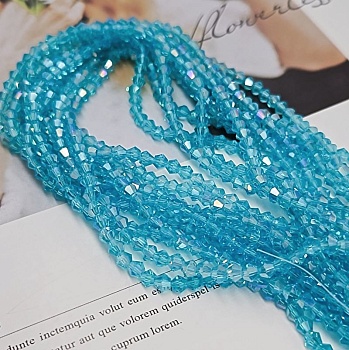 Нить 32 см Хрустальные бусины биконус 4х4 мм темно-голубой АВ (8462-4-ТГОЛ) купить в Воронеже | Заказать в интернет-магазине Viva Beads
 Нить 32 см Хрустальные бусины биконус 4х4 мм темно-голубой АВ (8462-4-ТГОЛ) купить в Воронеже | Заказать в интернет-магазине Viva Beads