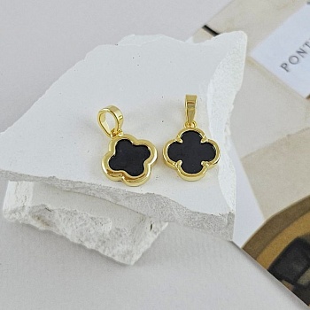 Подвеска кулон Клевер 14х11.8 мм позолота 18К, керамика (7198-З) купить с доставкой по России | Интернет-магазин Viva Beads