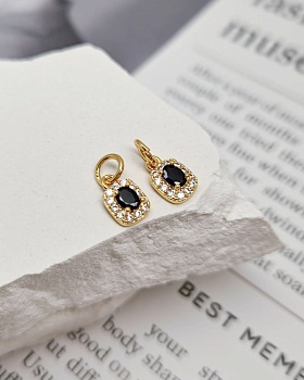 Подвеска с фианитами 8.6х5.7 мм черный, позолота 14к (8349-ЧЗ) Подвеска с фианитами 8.6х5.7 мм черный, позолота 14к (8349-ЧЗ)