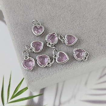 УЦЕНКА Подвеска Сердце с фианитом 6х8 мм розовый, родиевое покр. (8030-РРОЗ-УЦ)