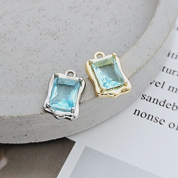 Подвеска с ювелирным стеклом 13.7х9 мм голубой, позолота 14к классическое золото (8738-ГЗ)