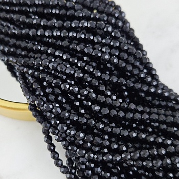 Нить 36 см Бусины стеклянные ок. 3.8 мм, граненый шар, черный (10256-4) купить с доставкой по России | Интернет-магазин Viva Beads