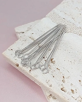 10 шт. Пины с кольцом 35х0.6 мм родиевое покр. (6556-Р) купить в Воронеже | Заказать в интернет-магазине Viva Beads
