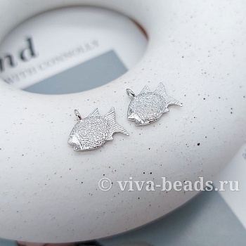 Подвеска Рыбка 11.2х13.1 мм родиевое покр. (7358-Р) купить с доставкой по России | Интернет-магазин Viva Beads