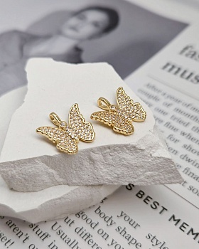 Подвеска Бабочка с фианитами 15.2х15.5 мм позолота 14к (8347-З) купить с доставкой по России | Интернет-магазин Viva Beads