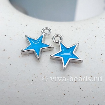 Подвеска Звезда 12.2x10 мм эмаль, родиевое покр. (7445-ГР) купить с доставкой по России | Интернет-магазин Viva Beads