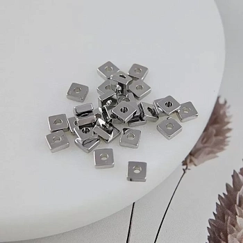 УЦЕНКА 1 шт. Бусина разделитель квадрат 4х1.5 мм, родиевое покрытие (6930-4-Р/1.5-УЦ) купить в Воронеже | Заказать в интернет-магазине Viva Beads
