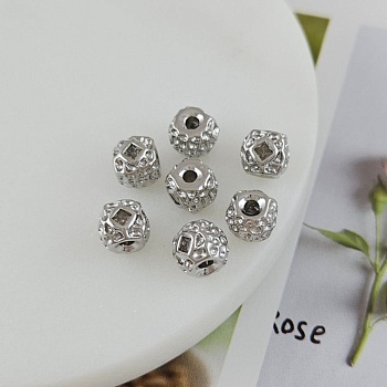 Бусина разделитель текстурированная 6.7х7.5 мм с фианитом, родиевое покрытие (9887-Р) купить в Воронеже | Заказать в интернет-магазине Viva Beads
