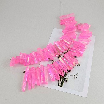 Нить 19-20 см Кварц натуральный 20-42x5-8 мм бусины палочки, сколы необработанные, розовый с гальваникой (9752-РОЗ) купить в Воронеже | Заказать в интернет-магазине Viva Beads
 Нить 19-20 см Кварц натуральный 20-42x5-8 мм бусины палочки, сколы необработанные, розовый с гальваникой (9752-РОЗ) купить в Воронеже | Заказать в интернет-магазине Viva Beads