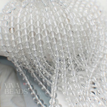 Нить 18.5-19 см Горный хрусталь 4 мм бусина гладкий шар (7602-4) купить в Воронеже | Заказать в интернет-магазине Viva Beads
