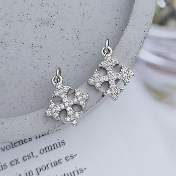 Подвеска Крест с фианитами 14.2x12.2 мм родиевое покрытие (8850-Р)