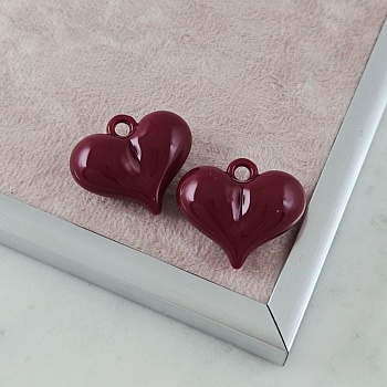 Подвеска Сердце 25.6x30х12.2 мм бордовый, акрил (10093) купить с доставкой по России | Интернет-магазин Viva Beads