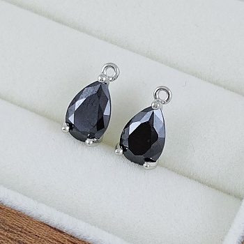 Подвеска Капля 11.6х6.5х4.2 мм с фианитом, черный, родиевое покрытие (10224-ЧР) купить с доставкой по России | Интернет-магазин Viva Beads