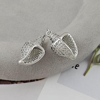 УЦЕНКА Подвеска кулон Ракушка 21.3x12.8х8 мм с фианитами, родиевое покрытие (9822-Р-УЦ)