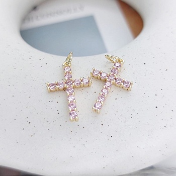 Подвеска Крест с фианитами 18.5x12 мм позолота (7343-РЗ) Подвеска Крест с фианитами 18.5x12 мм позолота (7343-РЗ)