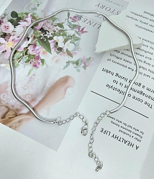 УЦЕНКА Обруч чокер с петельками основа для колье родиевое покрытие (8745-Р-УЦ)