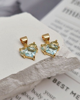 Подвеска Сердце 10 мм с фианитами, голубой, классическое золото (8350-ГЗ) Подвеска Сердце 10 мм с фианитами, голубой, классическое золото (8350-ГЗ)