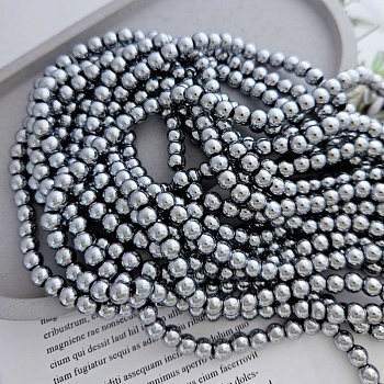 Нить 40 см Гематит, гематин 6-6.2 мм бусины гладкий шар, цвет платина (6000-6.2) для бижутерии купить с доставкой по России | Интернет‑магазин Viva Beads