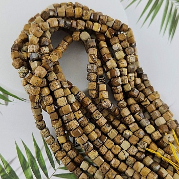 Нить 14.5 см Яшма пейзажная 4.5-5 мм бусины граненый куб (9939-ЯШ) купить в Воронеже | Заказать в интернет-магазине Viva Beads
