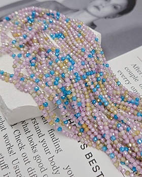 Нить 18 см Фианиты 2 мм граненые бусины, микс розовый (6717-МИКС1) купить в Воронеже | Заказать в интернет-магазине Viva Beads
 Нить 18 см Фианиты 2 мм граненые бусины, микс розовый (6717-МИКС1) купить в Воронеже | Заказать в интернет-магазине Viva Beads