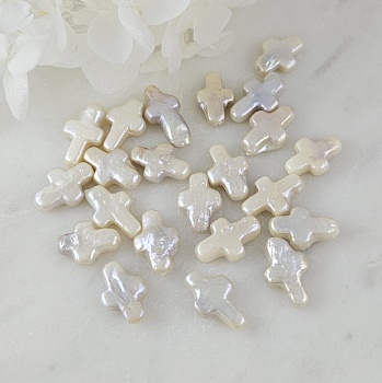 1 шт. Жемчуг речной барокко 7-9х12-14 мм форма креста белый А+ (4337-мини) купить с доставкой по России | Интернет-магазин Viva Beads