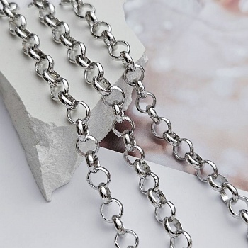 10 см Цепь роло 6 мм / толщина / родиевое покрытие (6057-Р) купить в Воронеже | Заказать в интернет-магазине Viva Beads
