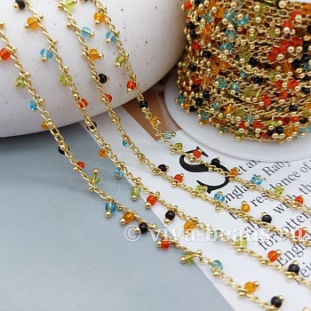 10 см Цепь с бисером микс цветов, позолота (7210) купить в Воронеже | Заказать в интернет-магазине Viva Beads
