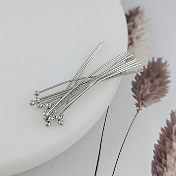 10 шт. Пины с шариком 35х0.6 мм с родиевым покрытием (2791-Р/0.6) пины и штифты для бижутерии купить с доставкой по России | Интернет-магазин Viva Beads