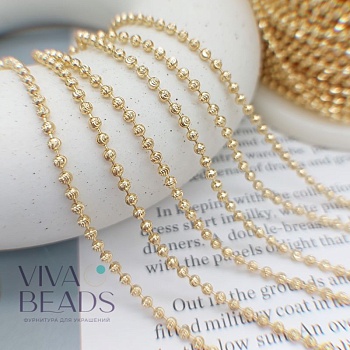 10 см Цепь шарики 2.4 мм (толщина) позолота (7520-З) купить в Воронеже | Заказать в интернет-магазине Viva Beads

