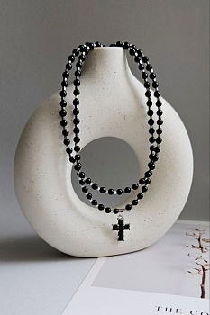 Black Angel: набор материалов для создания колье из черного оникса и подвески Креста (НАБОР-43)