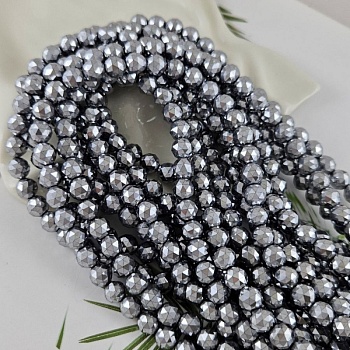 Нить 19 см Гематит, гематин 8 мм бусина ювелирной огранки, цвет платина (9028-8-П) для бижутерии купить с доставкой по России | Интернет‑магазин Viva Beads