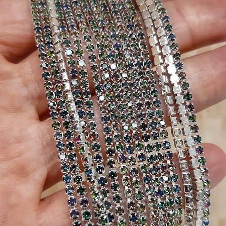 50 см Стразовая цепь 2 мм (SS6) Радужный (4320) купить в Воронеже | Заказать в интернет-магазине Viva Beads

