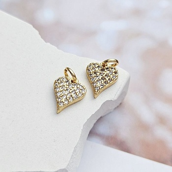 Подвеска Сердце с фианитами 9.6х7.7 мм позолота 14к светлое золото (8522-З)