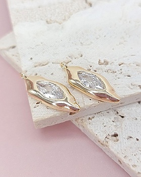 УЦЕНКА Подвеска с фианитом 22х8 мм позолота 14к (8020-З-УЦ)