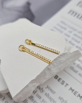 Подвеска Палочка с фианитами 20.8x1.6 мм позолота 14К (8359-З) Подвеска Палочка с фианитами 20.8x1.6 мм позолота 14К (8359-З)