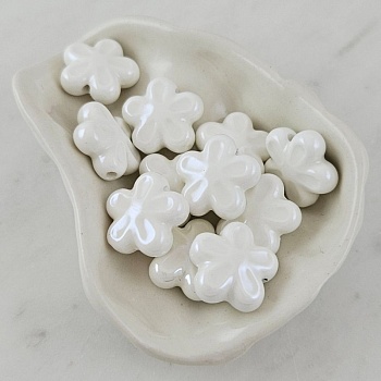 УЦЕНКА 1 шт. Бусина Цветок 18 мм белый, керамика (6478-18-Б_УЦ)