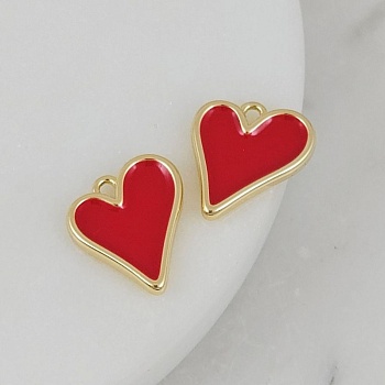 Подвеска Сердце 14.7x13.4 мм красная эмаль, позолота 14К (10193-З) купить с доставкой по России | Интернет-магазин Viva Beads