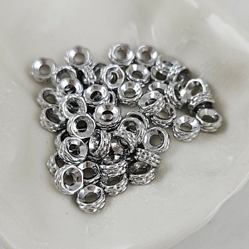 1 шт. Бусина разделитель 5.7х2.4 мм текстурированная, родиевое покрытие (10106-Р) купить с доставкой по России | Интернет-магазин Viva Beads