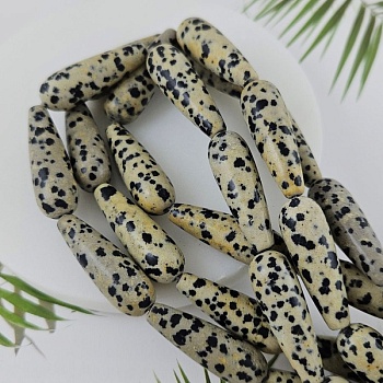  1 шт. Яшма далматиновая ок. 30х10 мм, бусины гладка капля (9936-ЯШ) купить в Воронеже | Заказать в интернет-магазине Viva Beads
