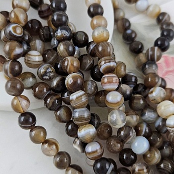Нить 36 см Агат коричневый полосатый 8-8.4 мм бусины гладкий шар (9447-8) для бижутерии купить с доставкой по России | Интернет‑магазин Viva Beads