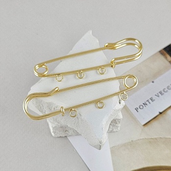 Булавка основа для броши 60 мм, 3 петли, позолота 18К (9601-З) купить в Воронеже | Заказать в интернет-магазине Viva Beads Булавка основа для броши 60 мм, 3 петли, позолота 18К (9601-З)