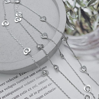 10 см Цепь Сердце с фианитами 6 мм / толщина / родиевое покрытие (8975-Р) купить в Воронеже | Заказать в интернет-магазине Viva Beads
