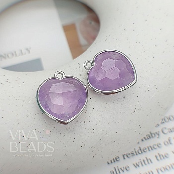 УЦЕНКА Подвеска Сердце 20х16 мм аметист лавандовый, род. (6771-ЛАВР-УЦ)