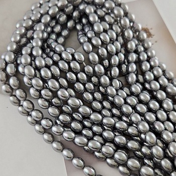 Нить 19 см Жемчуг Майорка рис 6х8 мм серый (8518-6) купить в Воронеже | Заказать в интернет-магазине Viva Beads
