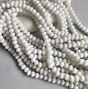 Нить 37 см Рондель граненый белый 6х4.7 мм, стекло (5991-Б) купить в Воронеже | Заказать в интернет-магазине Viva Beads
 Нить 37 см Рондель граненый белый 6х4.7 мм, стекло (5991-Б) купить в Воронеже | Заказать в интернет-магазине Viva Beads