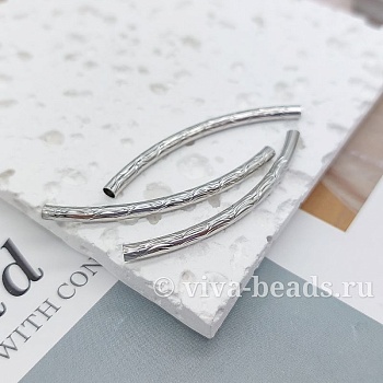 Бусина трубочка 45x3 мм родиевое покр. (5204-Р) купить в Воронеже | Заказать в интернет-магазине Viva Beads
