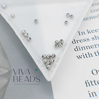 10 шт. Бусина разделитель 2.3 мм шар, родиевое покрытие (6667-2.3-Р) купить в Воронеже | Заказать в интернет-магазине Viva Beads
