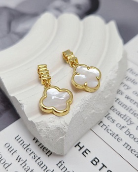 Подвеска Клевер с перламутром 14.3х12 мм позолота 14к (8388-З)